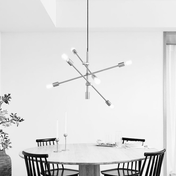 West Elm Other - West Elm Chandelier Adjustable Mobile Grand Lustre-Satin Nickel NEW 55” in box